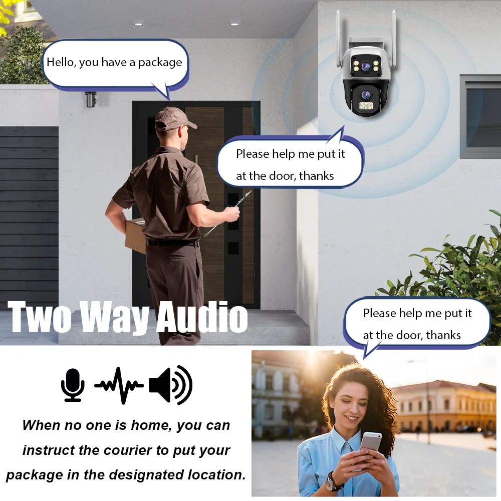 V380 Pro WiFi  Camera Outdoor Dual Lens Dual Screen Wireless Surveillance Human Detect Security Protection PTZ IP 4G Cameras