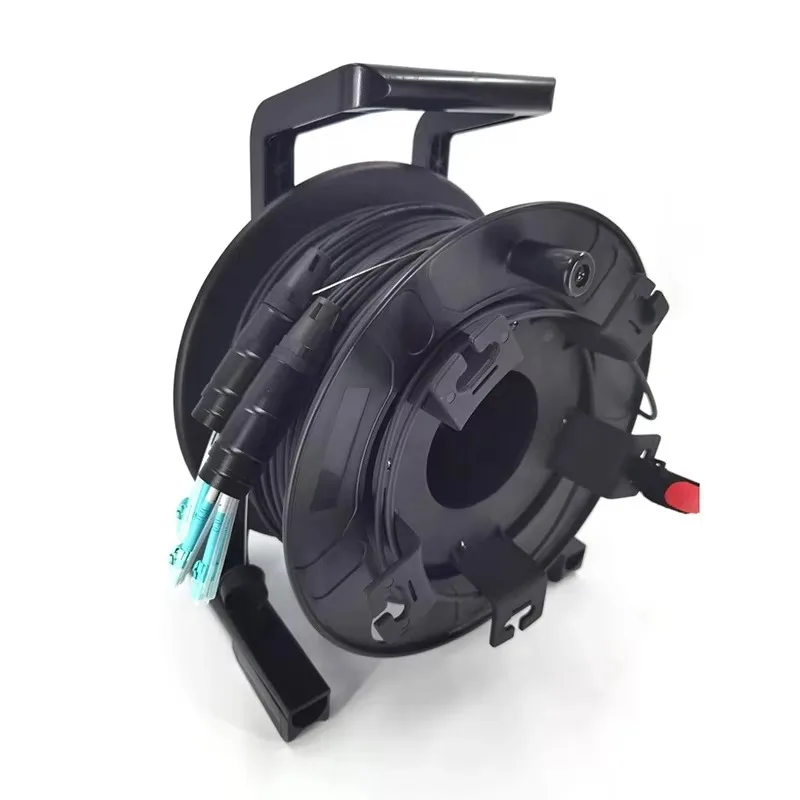 Single Mode Multimode OM3 LC Armored Tactical Fiber Optic Cable Reels With Deployable Fibre Cable for Broadcasting
