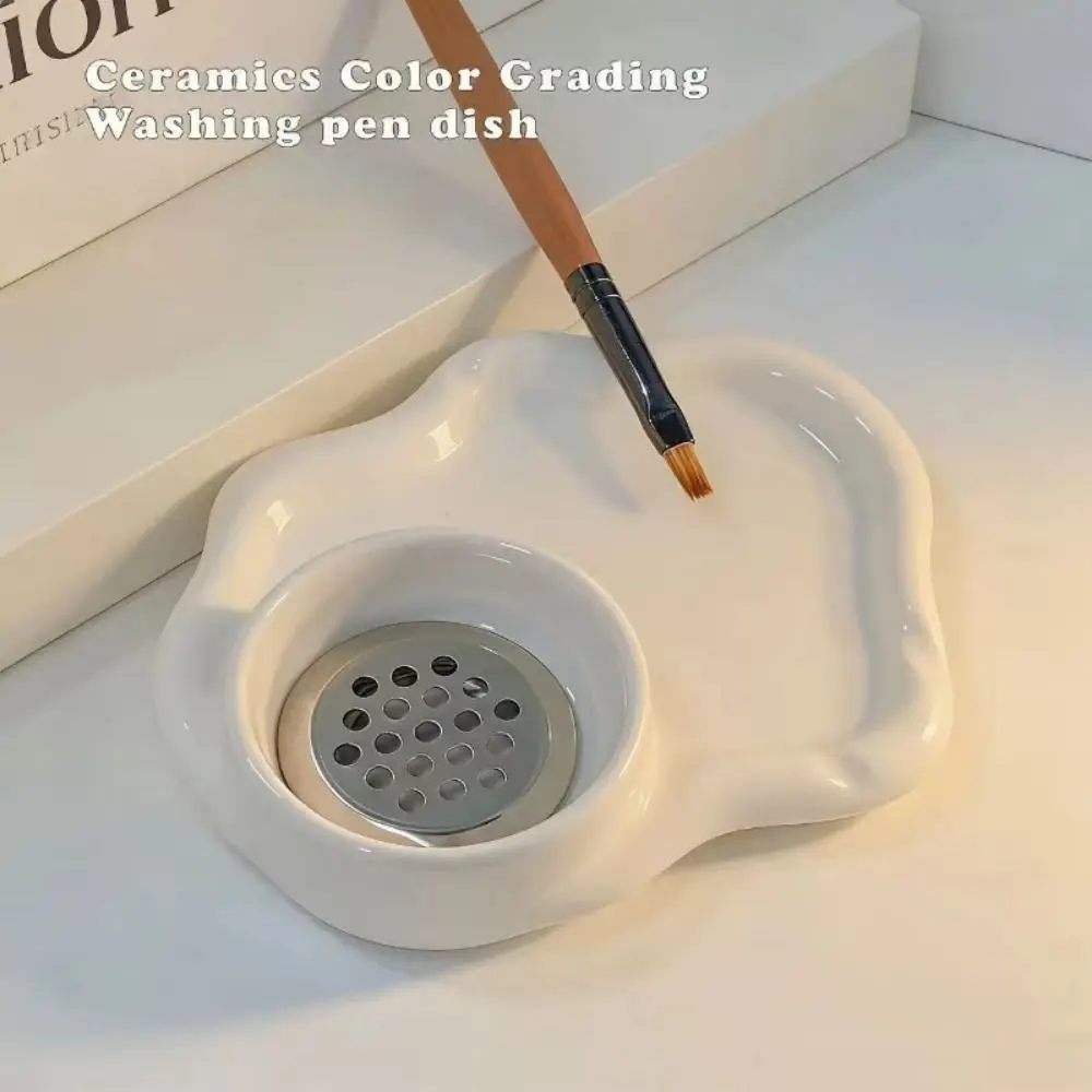 Ceramic Palette Pen Washing Cup Breathable Lightweight Paint Brush Washer with Filter Portable Brush Cleaning Tool Cleaning Pen