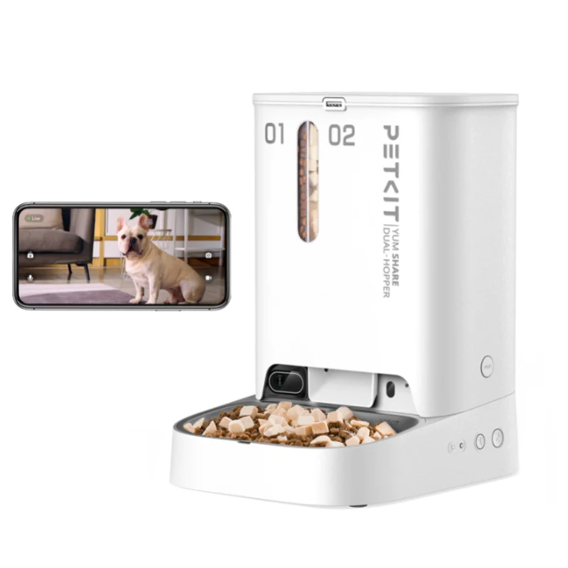 Petkit Genuine Authorization YumShare Dual-hopper with Camera Mascotas Feeder 5L Dual-Hopper wifi Automatic Pet Feeder Wholesale