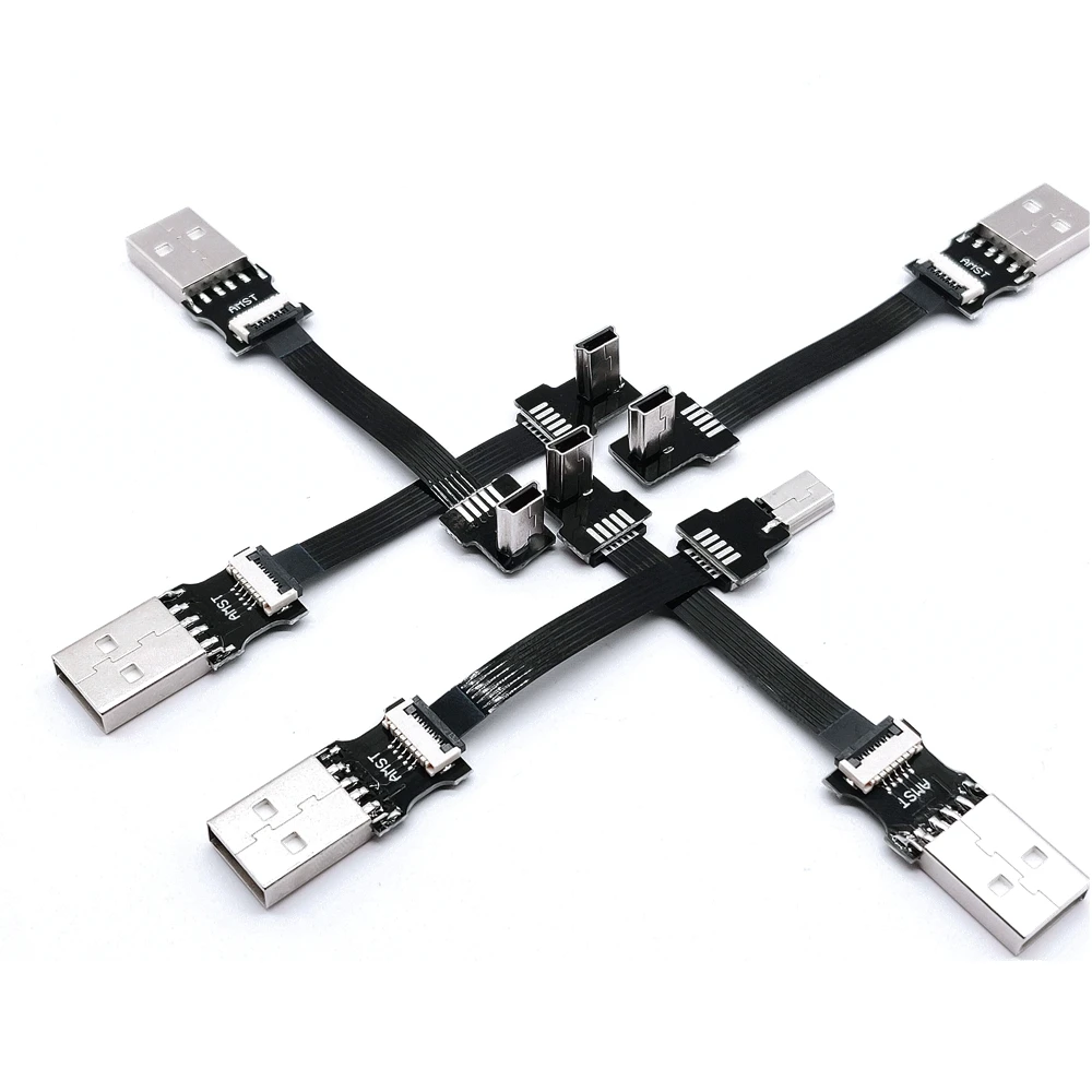 USB 2.0 수 데이터 케이블, FPC 5cm-100cm 미니 USB B 타입 5 핀 수, 왼쪽 오른쪽 각도 90 도, 0.25m, 0.5m, 0.4m, 0.3m, 0.2m