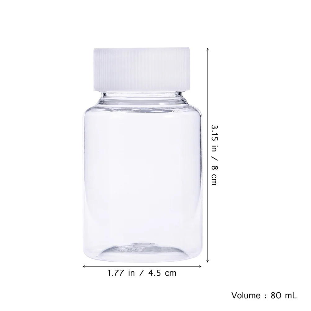 

20pcs 80Ml Plastic Subpackaging Bottle Pet Empty Container For Pills Vitamins Capsules Liquid Solid Travel Accessories