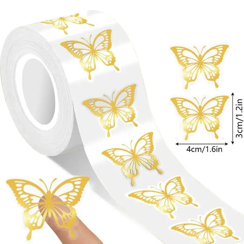 1 Roll Waterdichte Gouden Vlinder Patroon Sticker Scrapbooking PVC Sticker Herbruikbaar Voor Kind Ambachten Handwerk Projecten