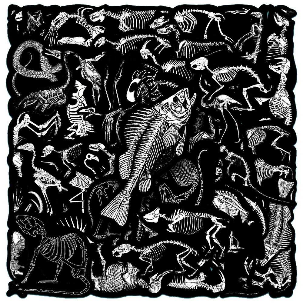10/30/50pcs Black White Animal Skeleton Graffiti Stickers Cool Cartoon Decals DIY Luggage Scrapbook Journal Waterproof Sticker