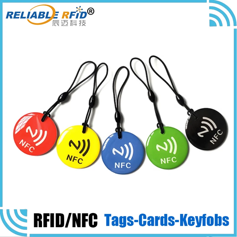 5pcs For All NFC Enabled Phone NFC Tags Lable NFC213 Epoxy Card RFID 13.56MHz 144 Bytes RFID Token With Rope Waterproof