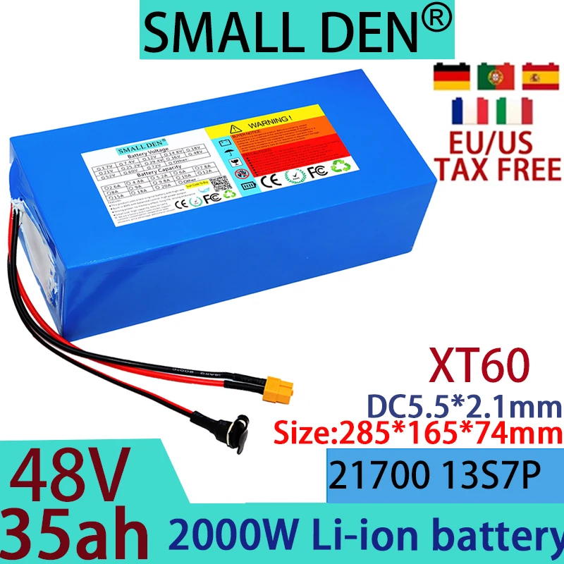 21700 13S7P 48V 35Ah Lithium ion Battery Pack 2000W Electric Tool Battery Outdoor Backup Battery 40A BMS+54.6V 2A 3A 5A Charger