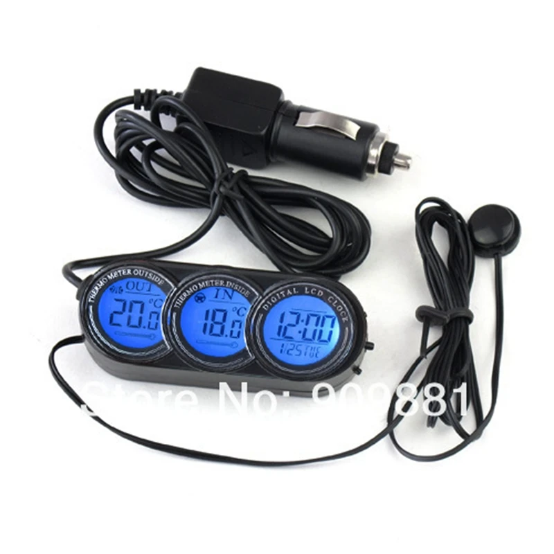 Brand New LCD Screen Car Inside Outside Thermometer Vehicle Temperature Clock Calendar Voltage Monitor Blue/Orange Backlight