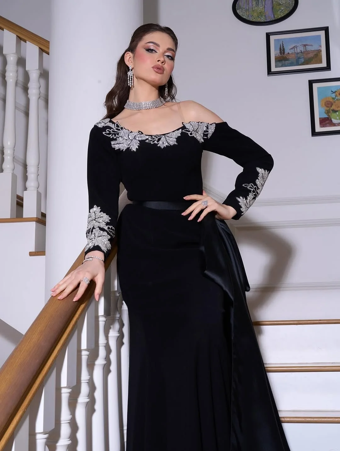 Arabin Nacht Elegante Abendkleider Schwarz Simpy Prom Kleider Bodenlangen Satin Party Kleider Angepasst Vestidos de noche Saudi