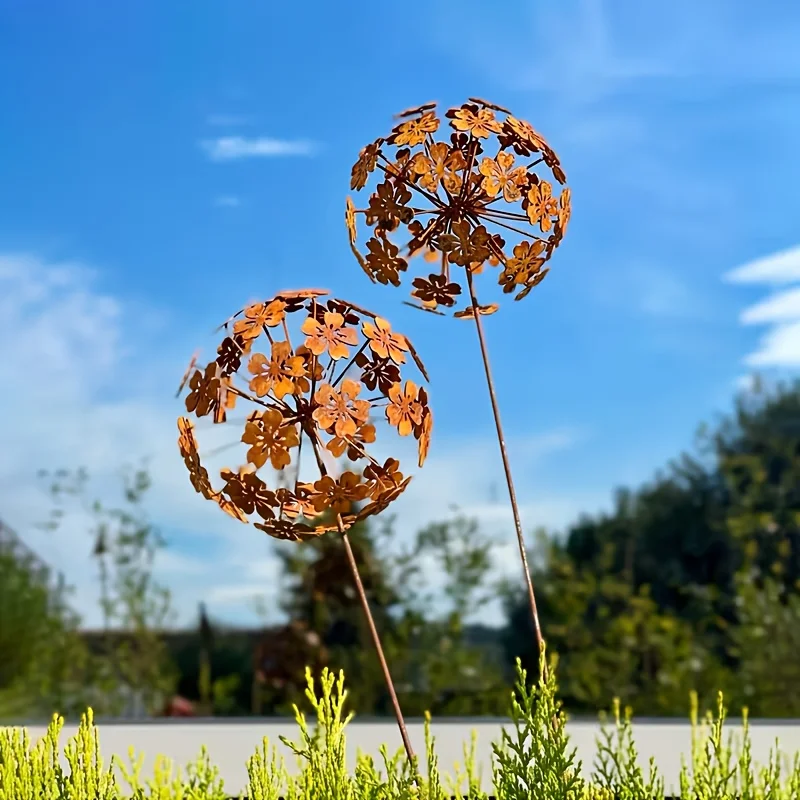 [3D] Rustic Garden Decor -Dandelion -Rusty Metal Outdoor Sculpture,Vintage Art Outdoor Decoration for Gardens,Flower Beds,Patios