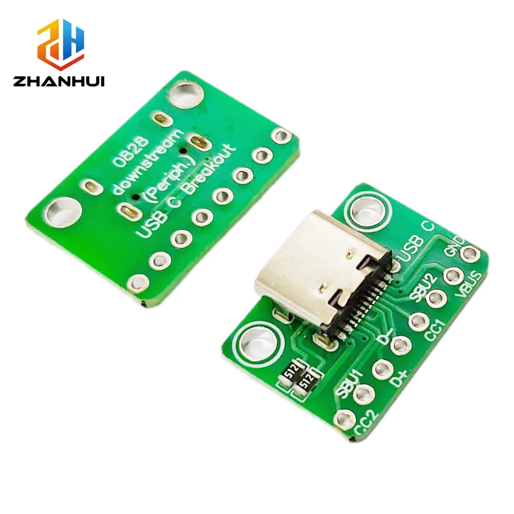 5/10PCS USB-C 16 Pin to 8 Pin Adapter PCB Board, Dual 5.1kΩ Resistor for DIY Electronic Circuit Repair & Testing