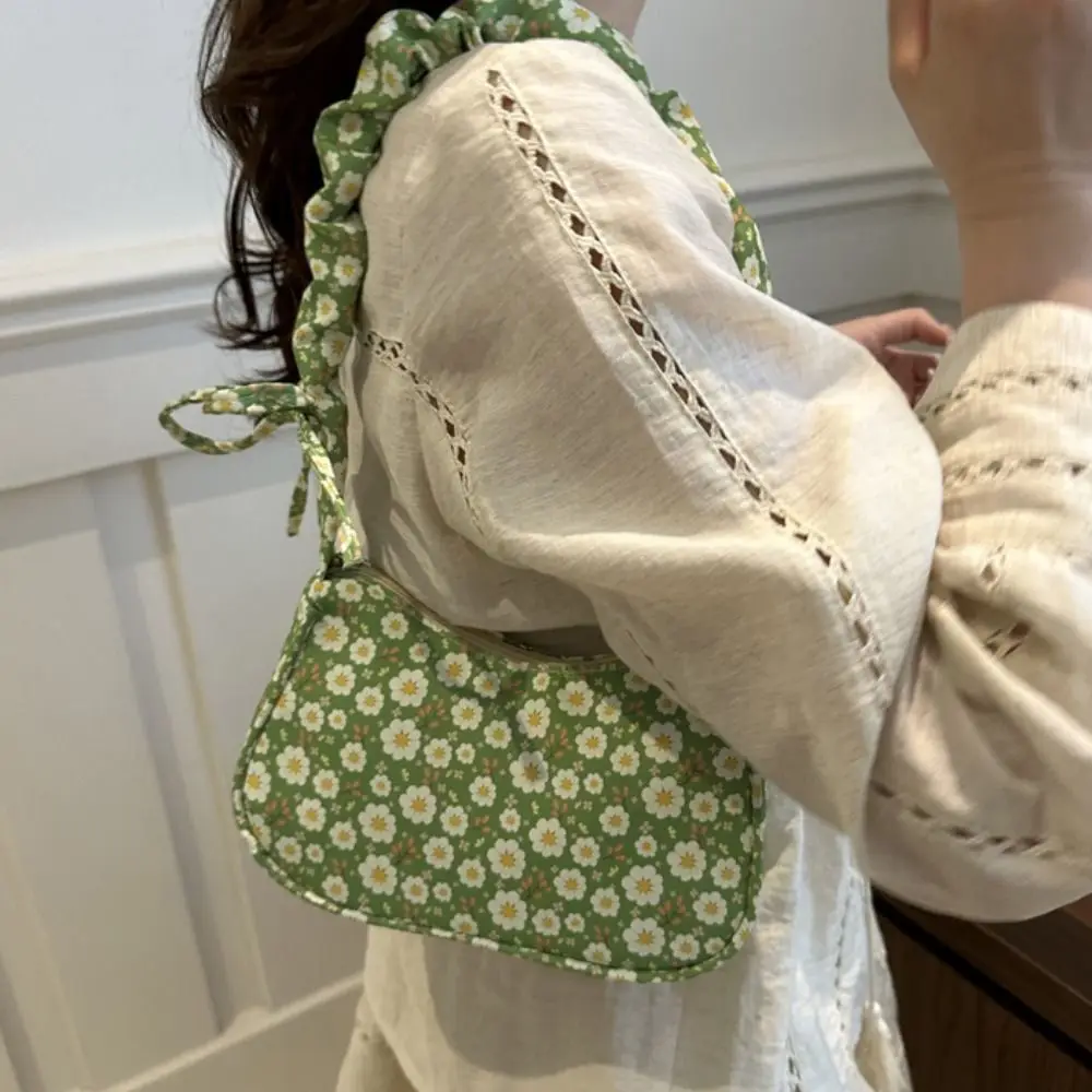

Элегантная сумка на плечо с цветочным узором и принтом, большая вместительная милая холщовая сумка с морщинами, сумка для подмышек, милая большая сумка с бантом, уличная сумка