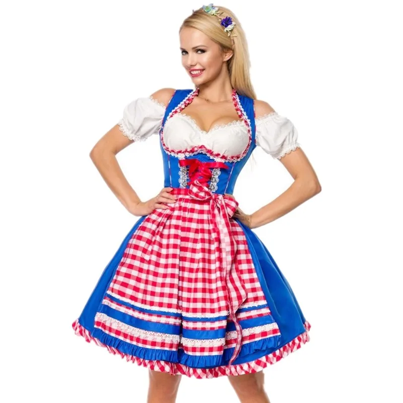 Robe de Bière Dirndl Bavaroise pour Femme, Tenue de Barrage Sexy, Costume de Cosplay pour Halloween, Tradition Allemande