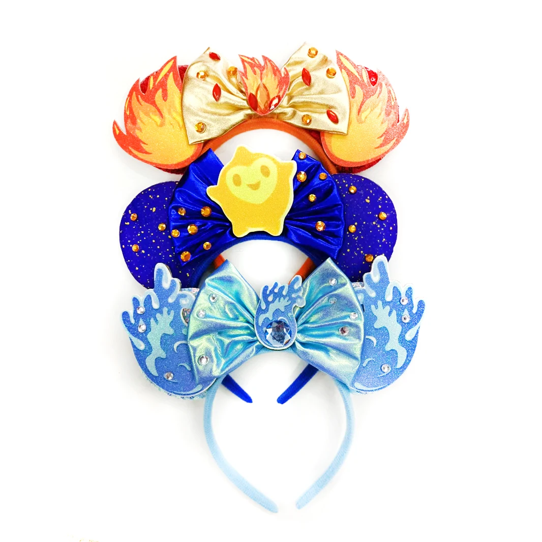 2024 Mickey Mouse Ear Headband Ater Fire Eleme Bow Sequin Hairband Women Hair Hoop Birthday Gift Adult/Child Cosplay Accessories