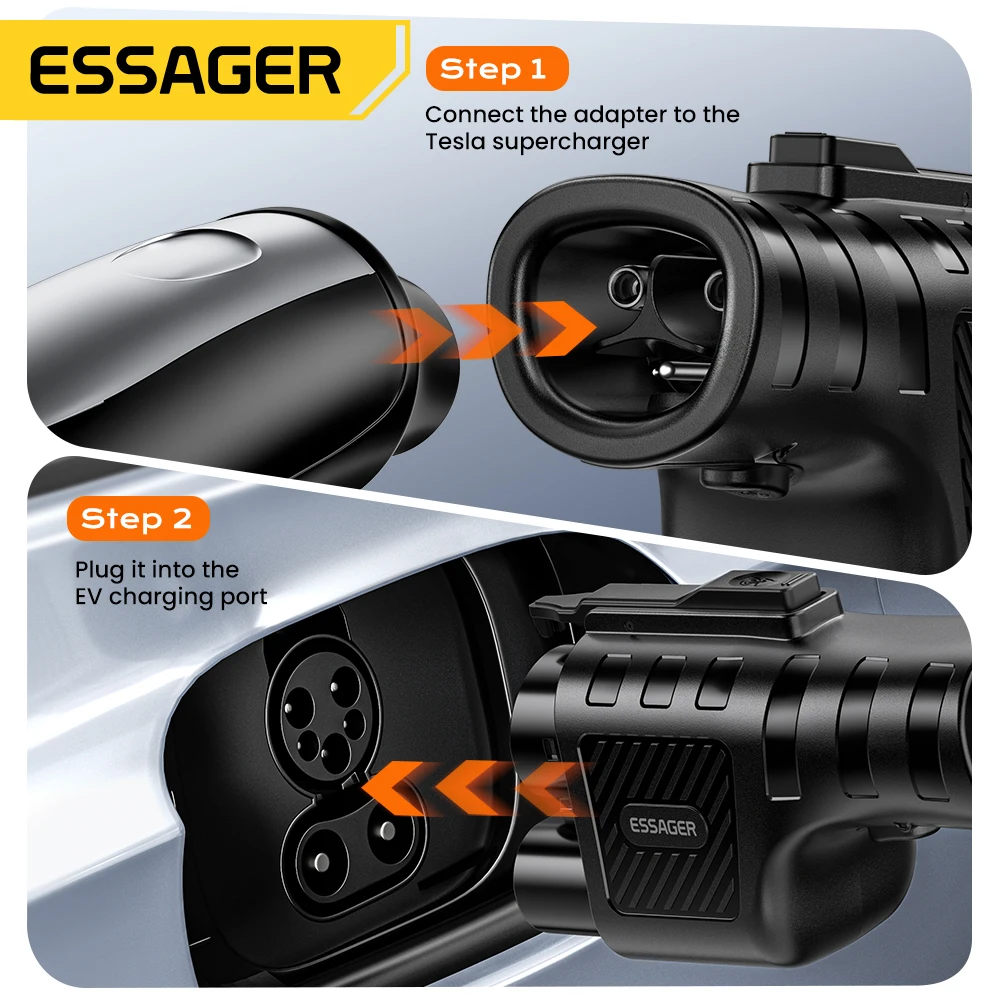 볼보 포드용 자동 잠금 기능이 있는 Essager NACS-CCS1 어댑터 고속 충전 - 테슬라 슈퍼차저 V1-V4 DC 충전 어댑터 썸네일 2