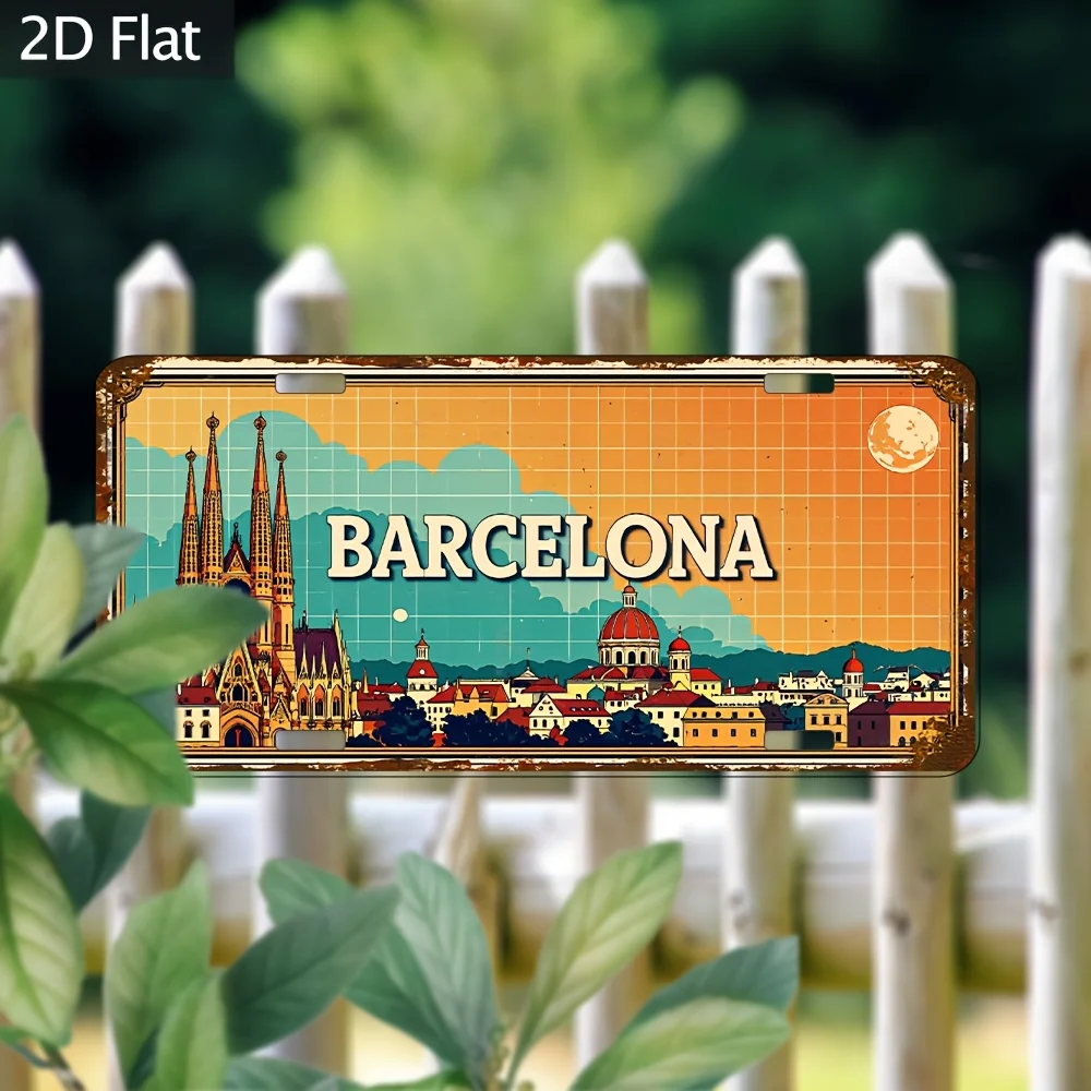 Lanzarote Canary Islands Stunning Coastal Landscape License Plate Style Aluminum Metal Sign Retro Travel Souvenir Wall Art Decor