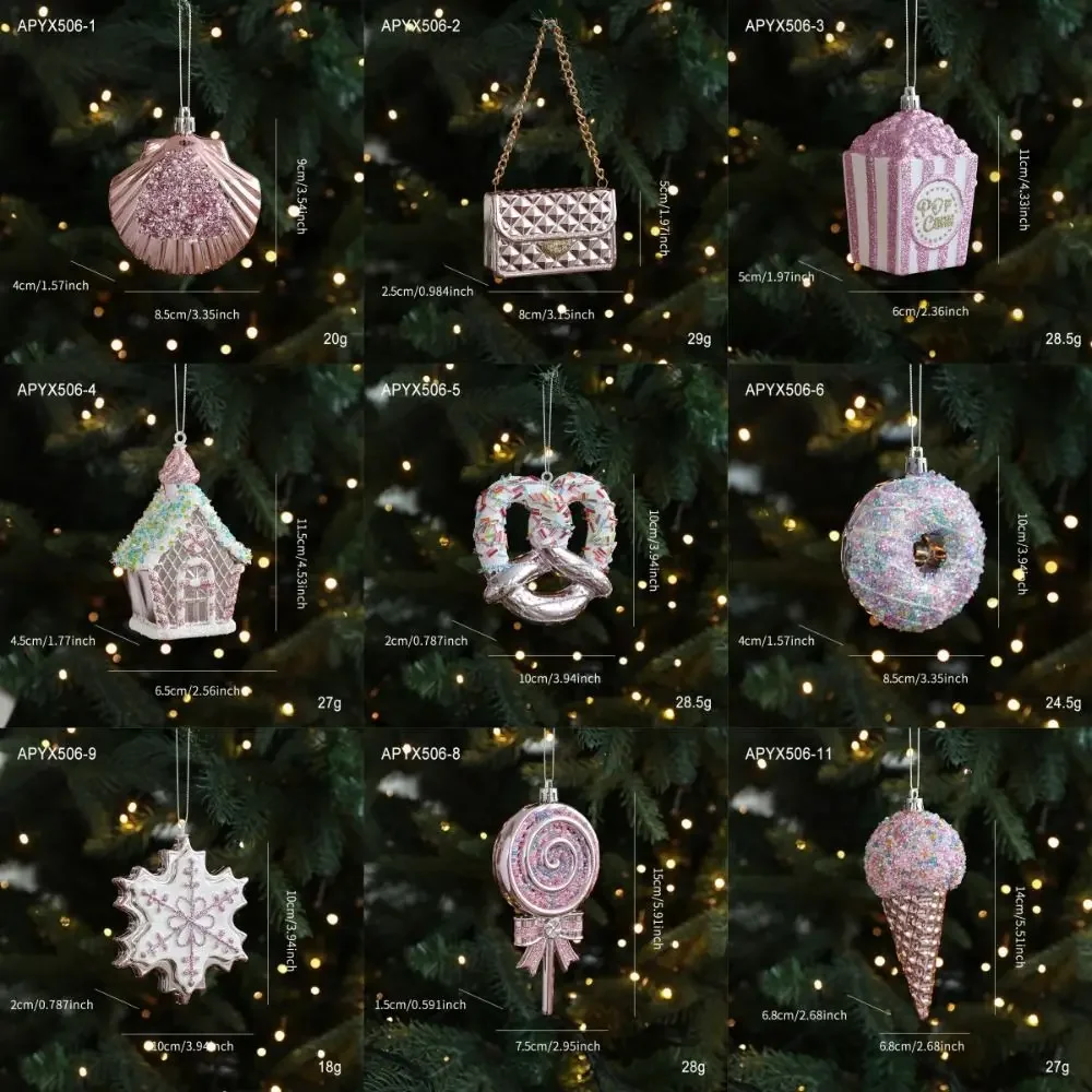 

PVC Christmas Pink Hanging Cartoon Christmas Hanging INS 3D Christmas Tree Hanging Decoration for Gift