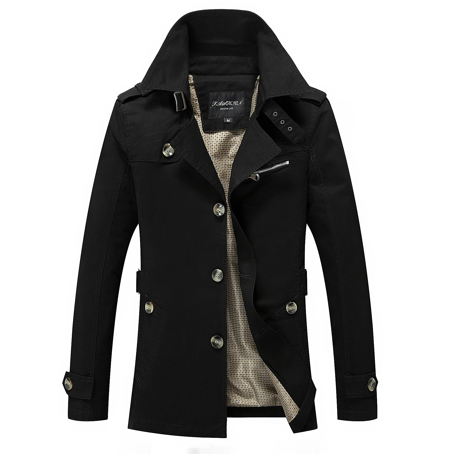 

Spring Men Fashion Windbreak Jacket Coat Men's Casual Overcoat Jacket Solid Color Trench Coat for Men