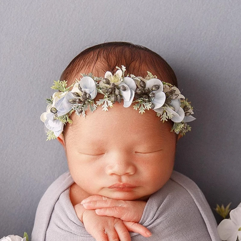 Opaska dla noworodka do rekwizytów fotograficznych Kwiat Baby Girl Tieback Kwiaty Perłowy wieniec Fotografia noworodkowa Akcesoria do włosów dla niemowląt