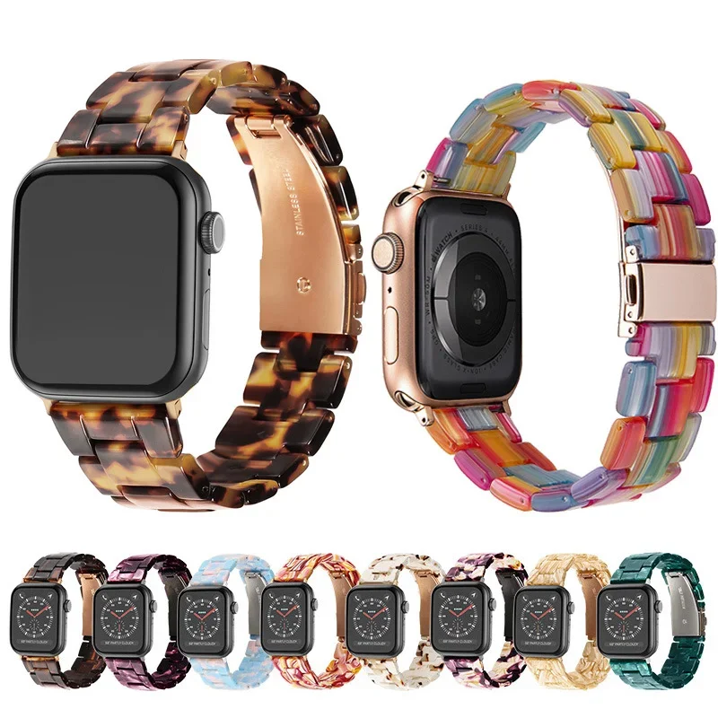 Resin Strap For Apple Watch Band Ultra 49mm 8 7 41 45 44mm 40mm Woman Bracelet For iWatch 6 se series 5 432 38mm 42mm Wristband