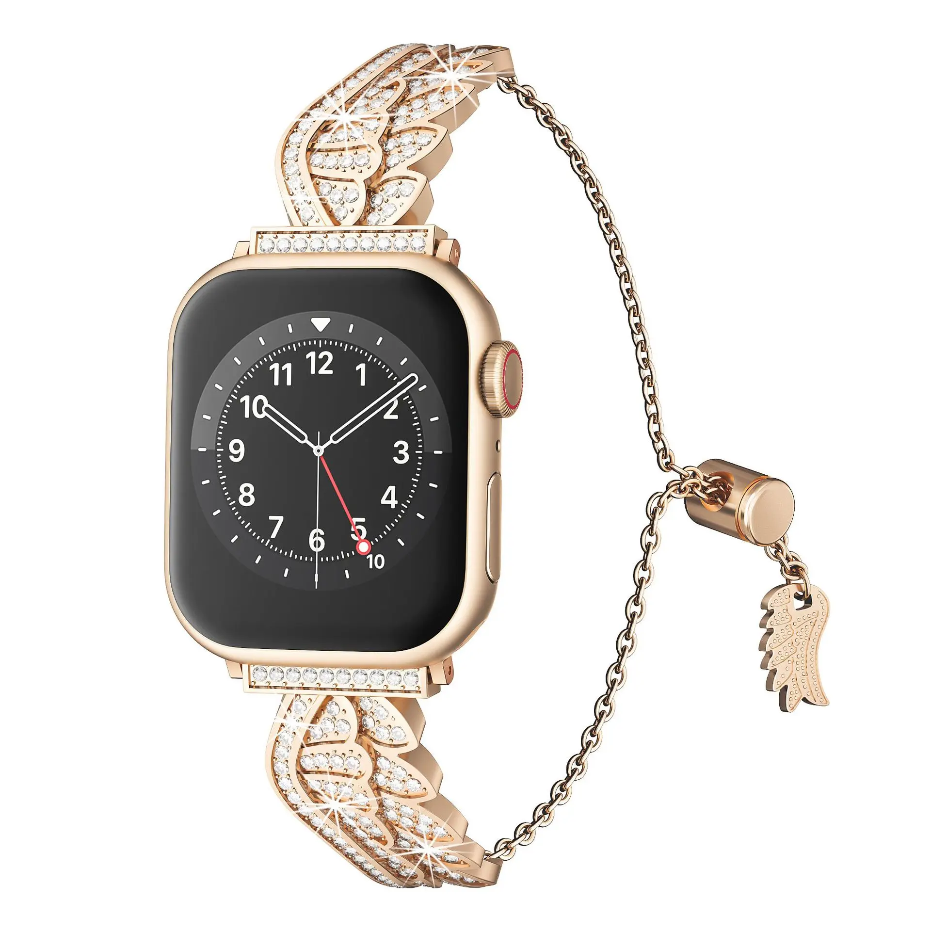 

Suitable For Apple Watch6/7/8/9 Generation Watch Bands Suitable For IWatch Metal Wings With Diamonds Watch Band New Chain Band