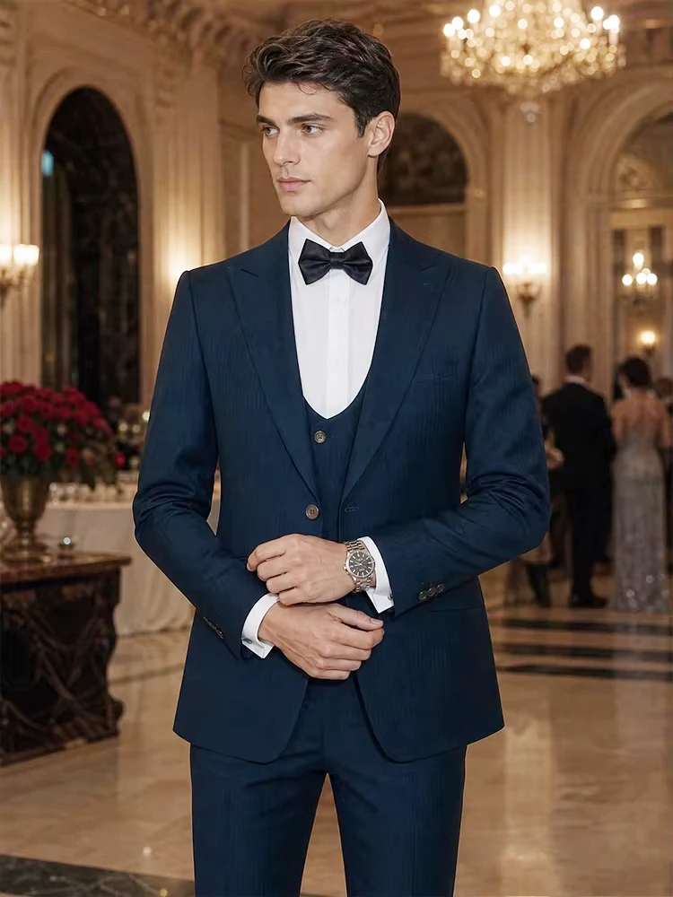 ST Cassy Dark Green 3-Piece Set Jacket+Vest+Pants High Quality Man Suit Slim Fit Business Casual Tuxedo Groom's Wedding Dress