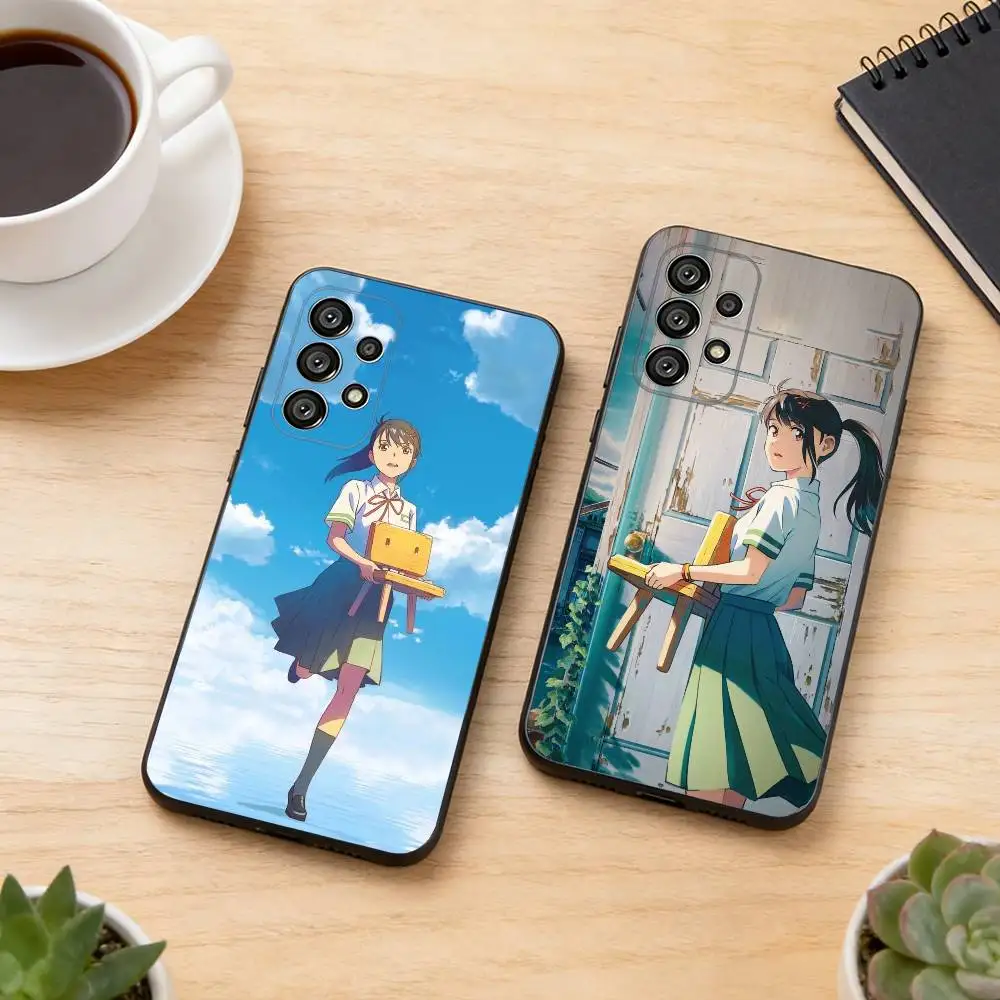 S-Suzume Iwato Phone Case For Samsung S25,S24,S21,S22,S23,S30,Ultra,S20,Plus,Fe,Lite,Note,10,Black Cover