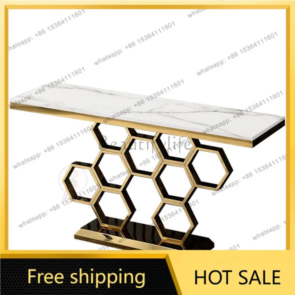 LS light luxury entrance table opposite the door marble strip desk corridor art entry rock slab table