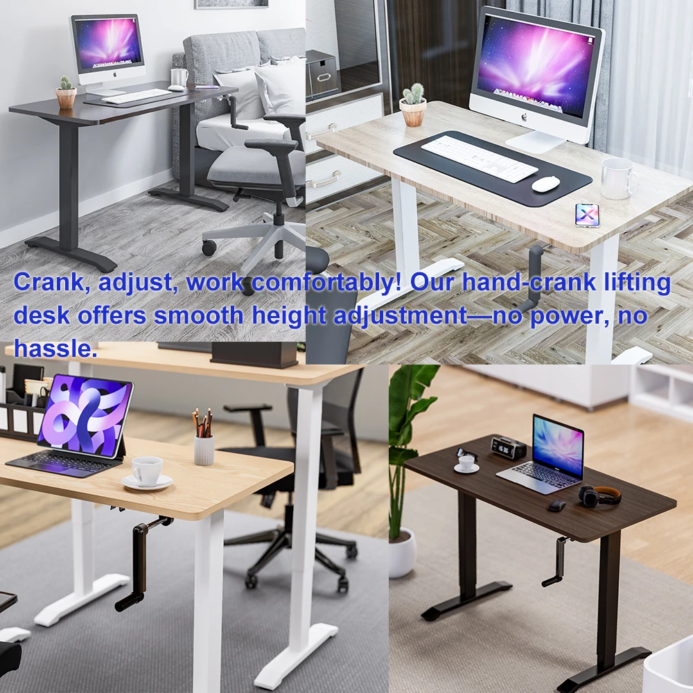 2026 Office Ergo Computer Ergonomic Hand Crank Lifting Table Manual Height Adjustable Sit Standing Desk Leg Framepromote sales