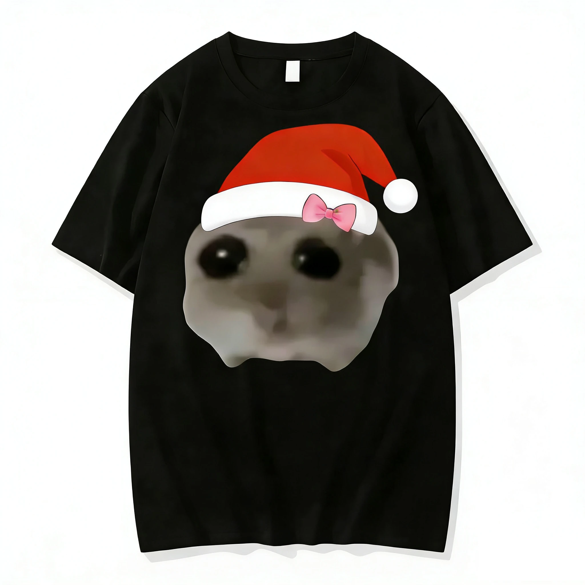 Hamster triste, je suis juste petite fille t-shirt col rond ample t-shirts graphiques drôles unisexe Couple correspondant haut Streetwear