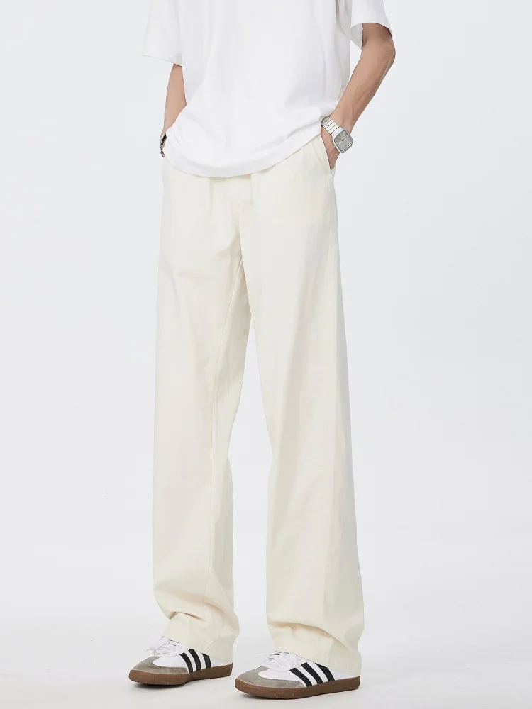 

Американские повседневные брюки цвета хаки, мужские весенние модные брендовые брюки из чистого хлопка, свободные прямые брюки, молодежная мода