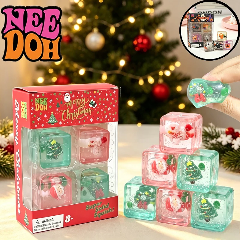 Needoh Christmas Halloween Limited Edition Mini Nice Ice Cube 4Pack Sensory Toy Safe Maltose Anxiety Relief Adults Portable Gift