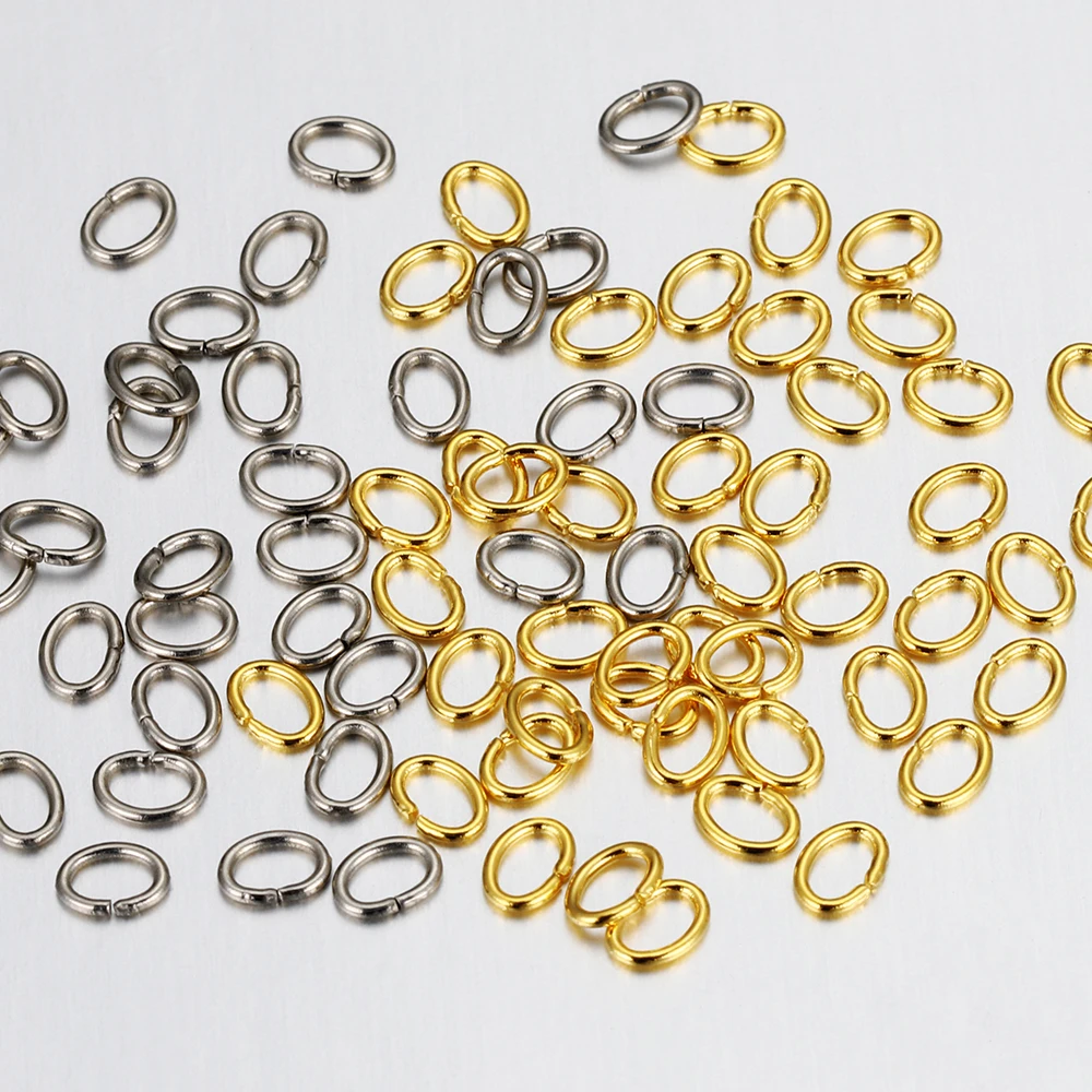 100Pcs 18K Gold Plated Stainless Steel Strong Oval Open Jump Rings Split Ring Connector for DIY Bracelet Necklace Jewelry Making image 5