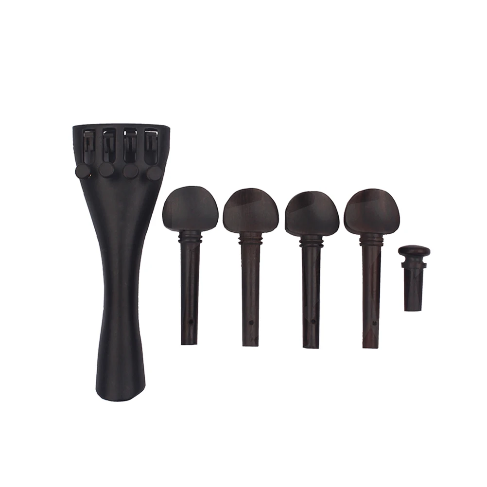 

4pcs Accessories Set Tailpiece Built-in Fine Tuners Aluminum Alloy Violin Accessories Ebony Pegs Endpin Fit for Violin