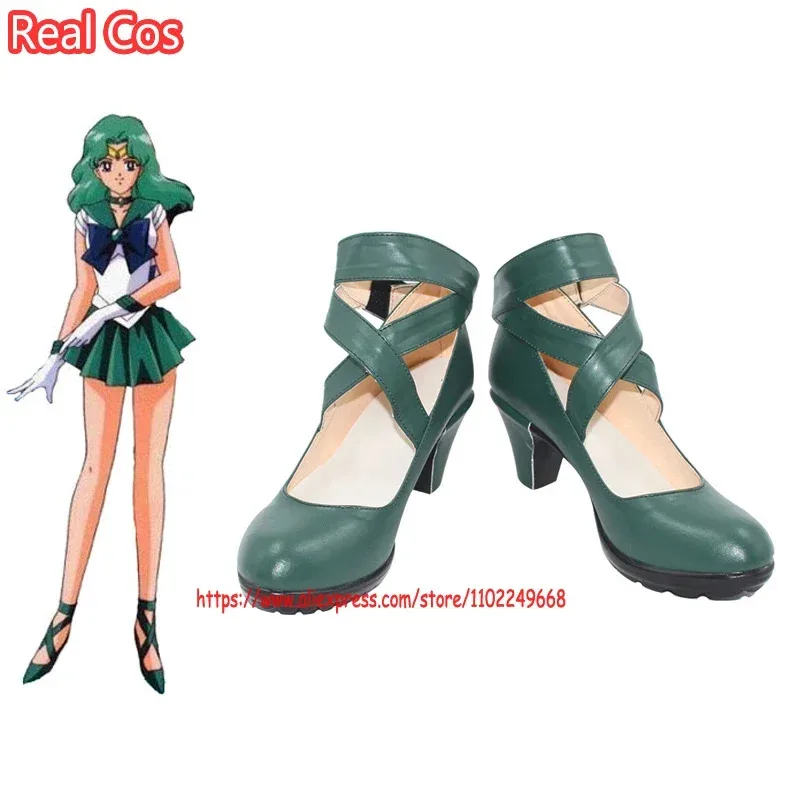 

RealCos New Anime Sailor Neptune/Kaiou Michiru Cosplay Halloween Party Women Dark Green Shoes Custom Made