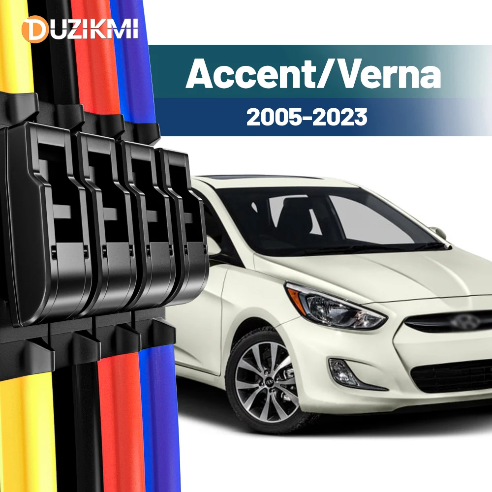 Para Hyundai Accent Verna 2005-2023 2015 2016 2017 2019 2020 2021 2022 2 uds limpiaparabrisas delantero rojo azul