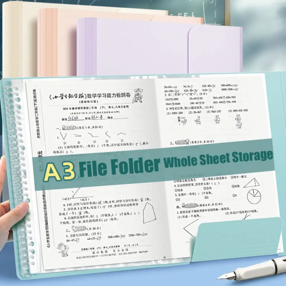 Multifunction A3 File Folder Waterproof Loose-leaf Folders Classification Organizer Test Folder Test Paper Collection Book