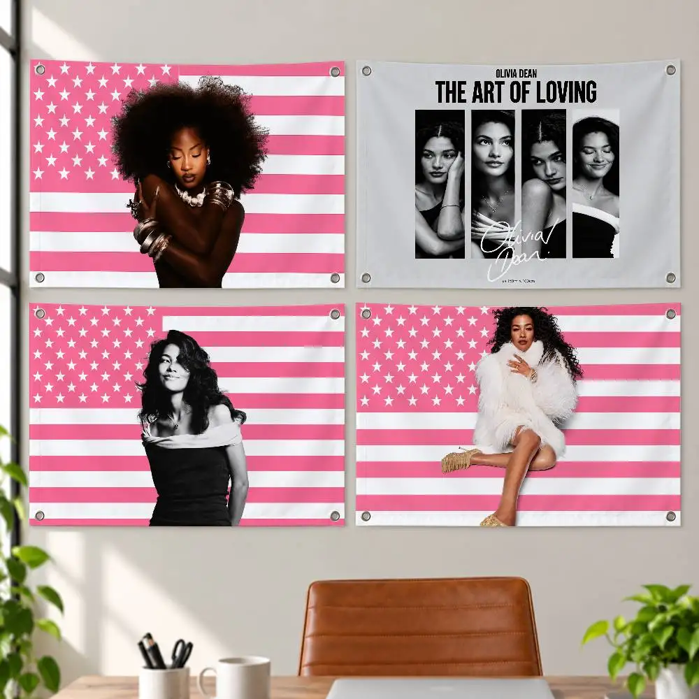 Singer Olivia Dean Aesthetic Wall Tapestry Flag Printed Wall Hanging Living Room Party Outdoor Decor