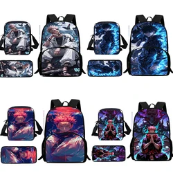 Jujutsu Kaisen Anime Mochilas para Criança, Bolsa de Ombro, Estojo Lápis, Sacos Escolares de Grande Capacidade para Meninos e Meninas, Melhor Presente, 3 peças por conjunto