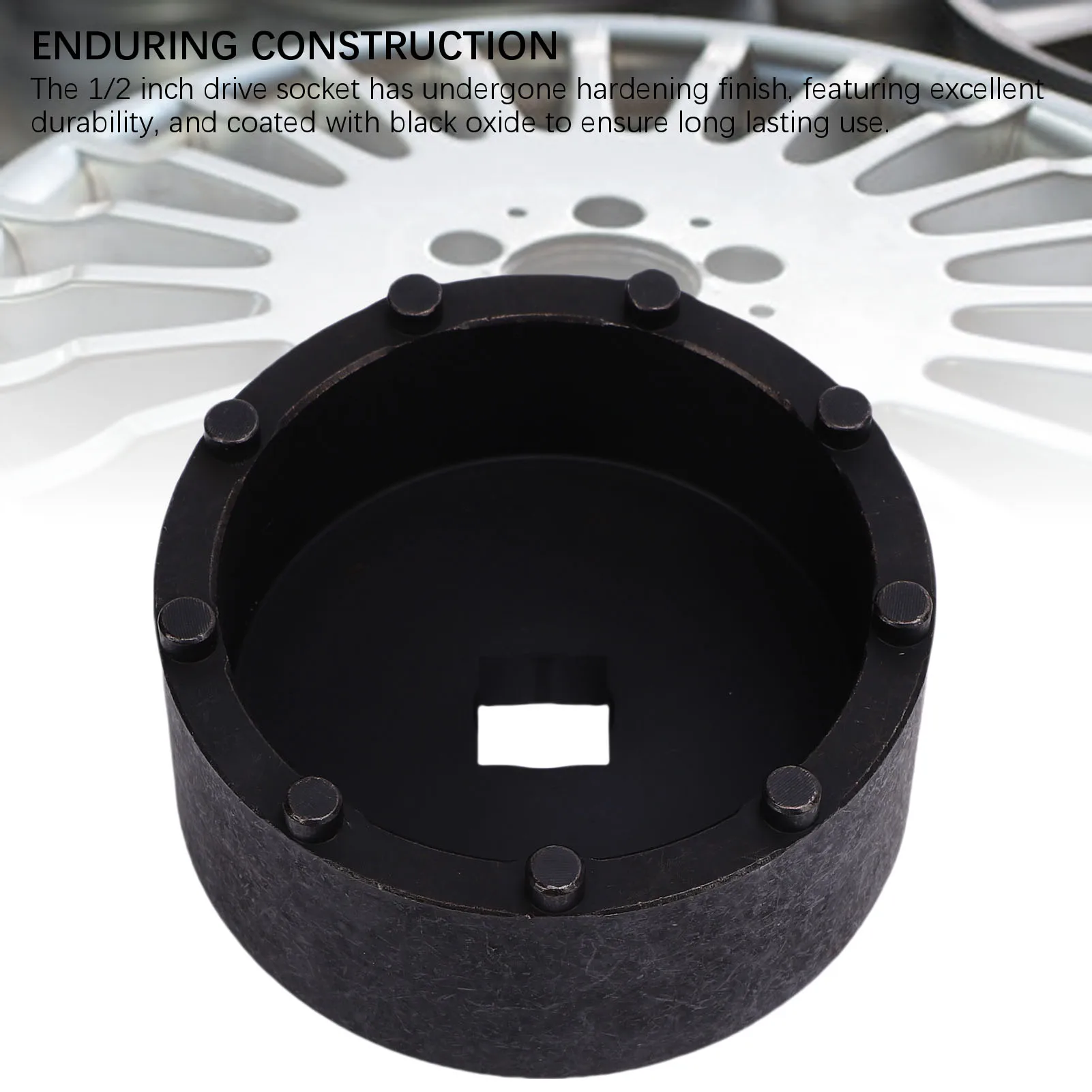 2.97 Inch Axle Nut Socket 1/2 inch Drive Black Oxide Coating 9 Pin Axle Nut Socket Fit Robust Steel 31510 for Vehicle