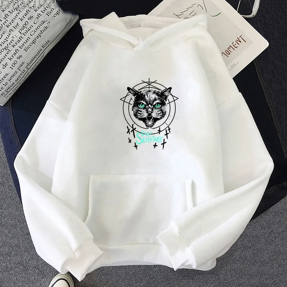 Pet Sematary Stephen King Cute Cat Printed Graffiti Hoodies Blouses for Men Fashion 2023 Grunge Street Sweatshirts Long Sleeve