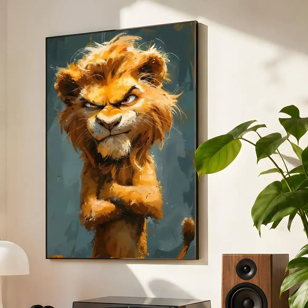 Funny Animals Laugh Painting Poster Matte Self Adhesive Wall Art Waterproof Room Decoration Bedroom
