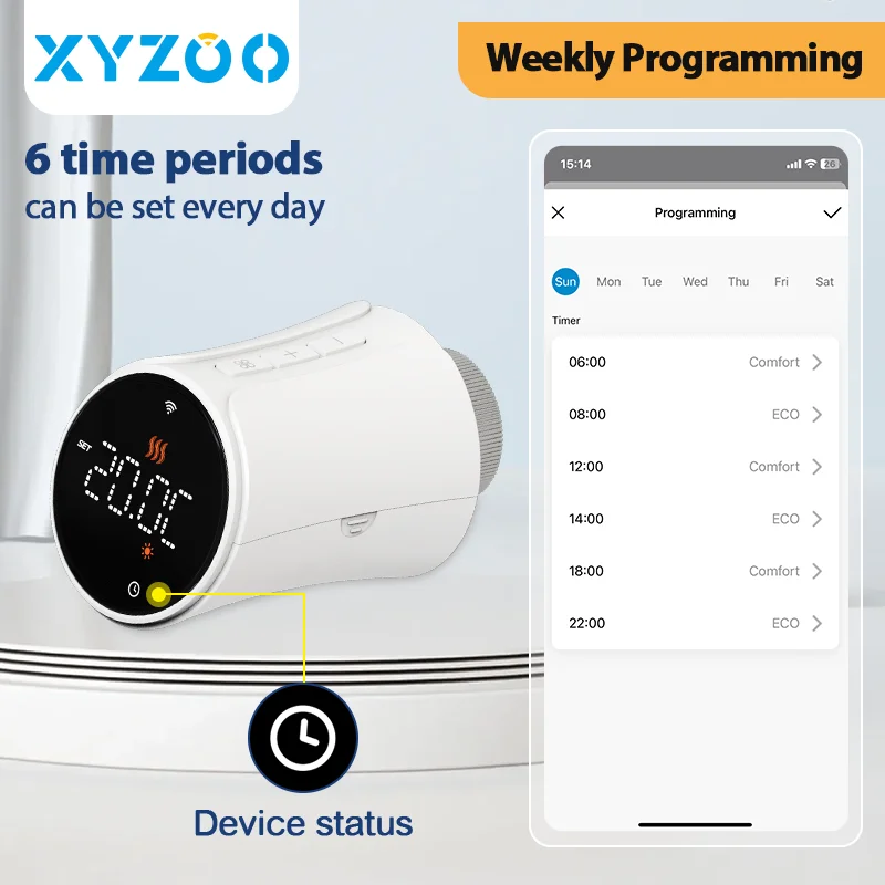 Smart Wifi Trv Kühler Thermostat ventil Tuya Thermostat programmier bare Fernbedienung Temperatur regler mit Alexa Google Home