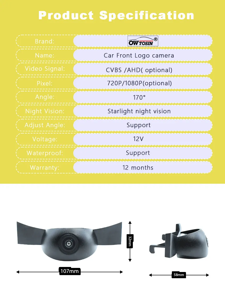 AHD 1920*1080P 170° Fisheye Front Logo View Camera For Mercedes Benz GLE W167 V167 GLE350 GLE450 2019 2020 Car Vehicle Camera