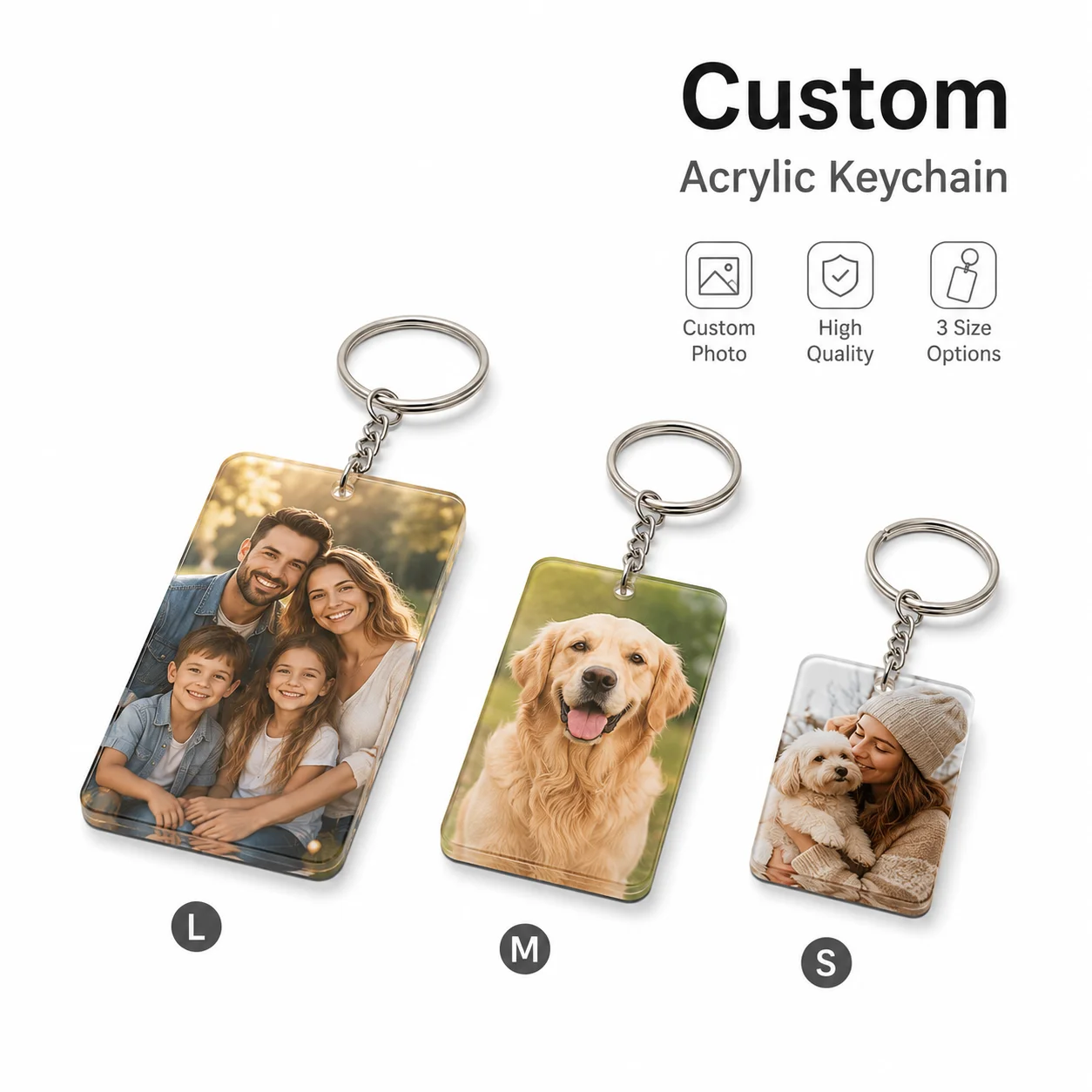 Custom Photo Logo Heat Transfer Acrylic Keychain Portable Bag Phone Pendant Personalized Picture Souvenir Gift for Holiday Birth