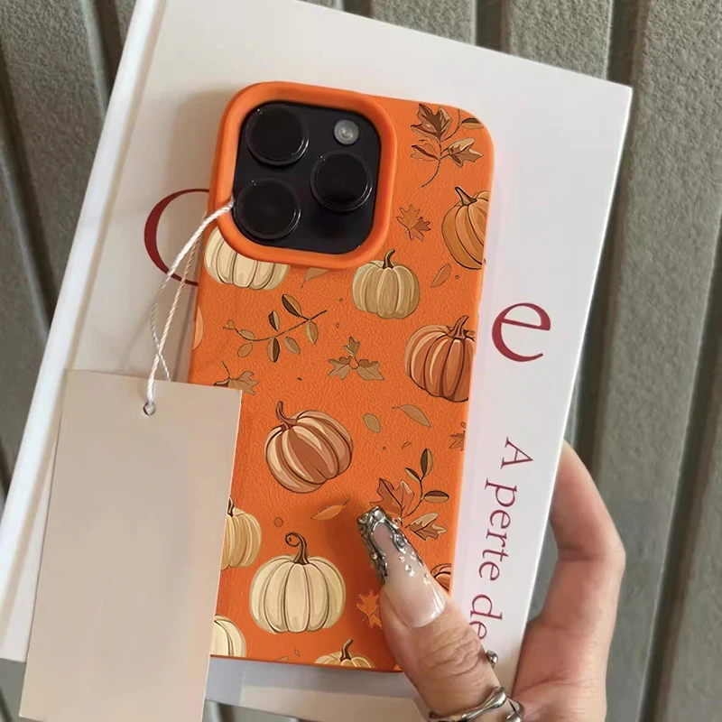 Herbst-Kürbis-Blätter Anti-Sturz-Schutzhülle für iPhone 18 Pro Max 17 Pro 16 Plus 15 14 13 12 11 17 17E XS X XR Cover – Detail 9