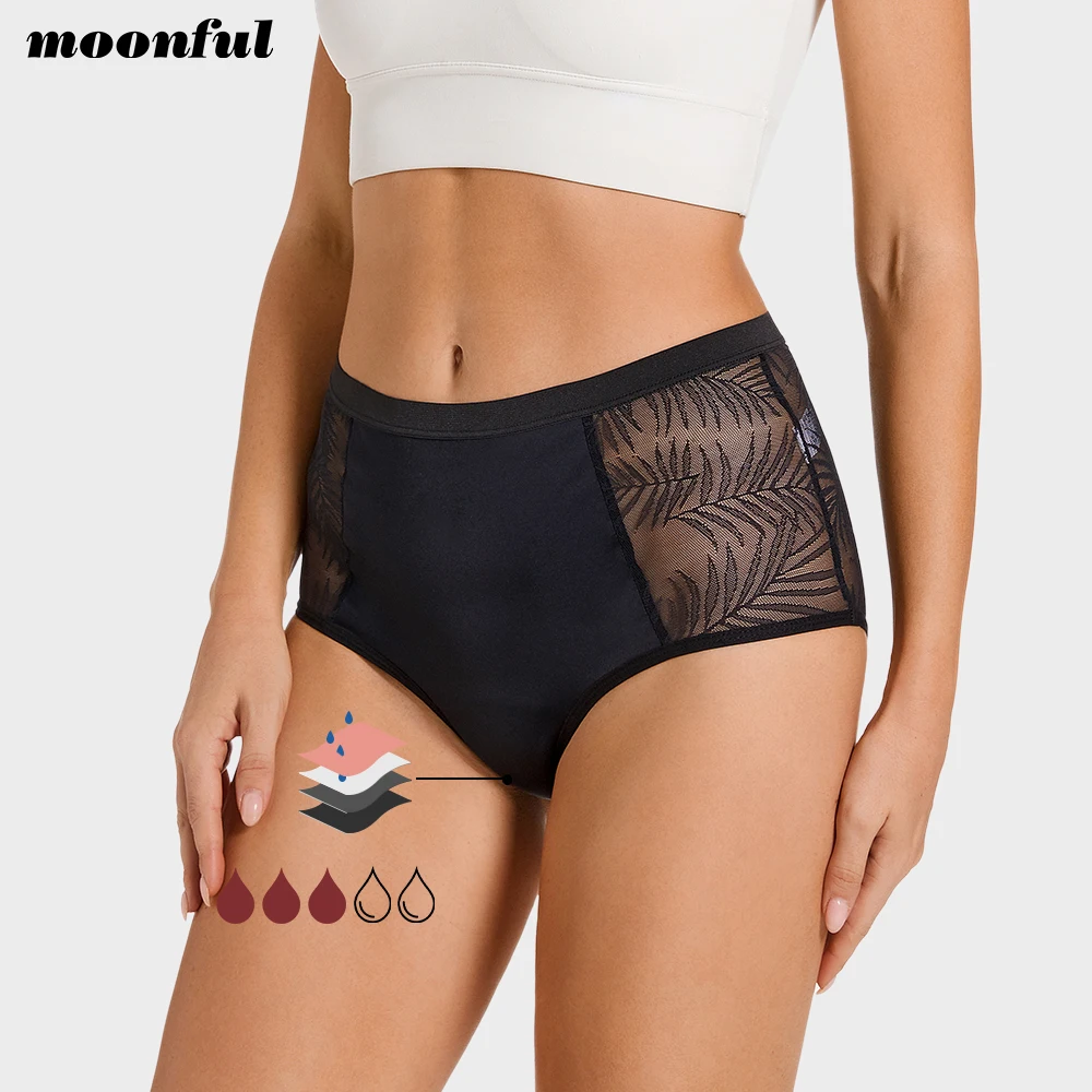 4 Layer Period Panties Menstrual Briefs Lace Mesh Period Underwear High Waist Menstrual Panties Women Abundant Flow for Female