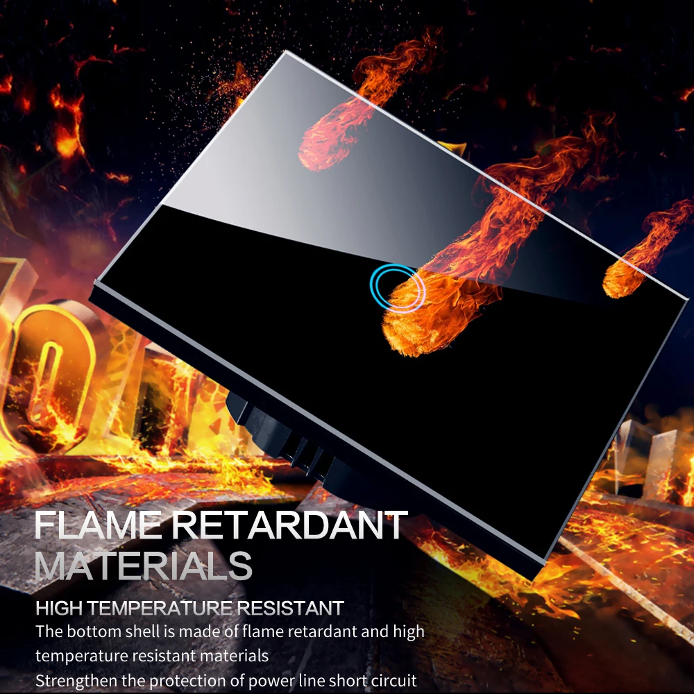 Touch Switch Sensor Switches Light  Wall Led 1 Way 110v 220v 220 V Lamp Button on Off Controller Waterproof Tempered Glass Panel