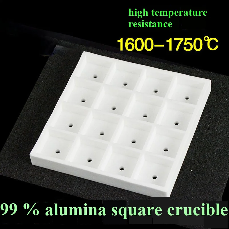 99 alumina corundum square crucible 16 grid perforated high-temperature resistant tube furnace