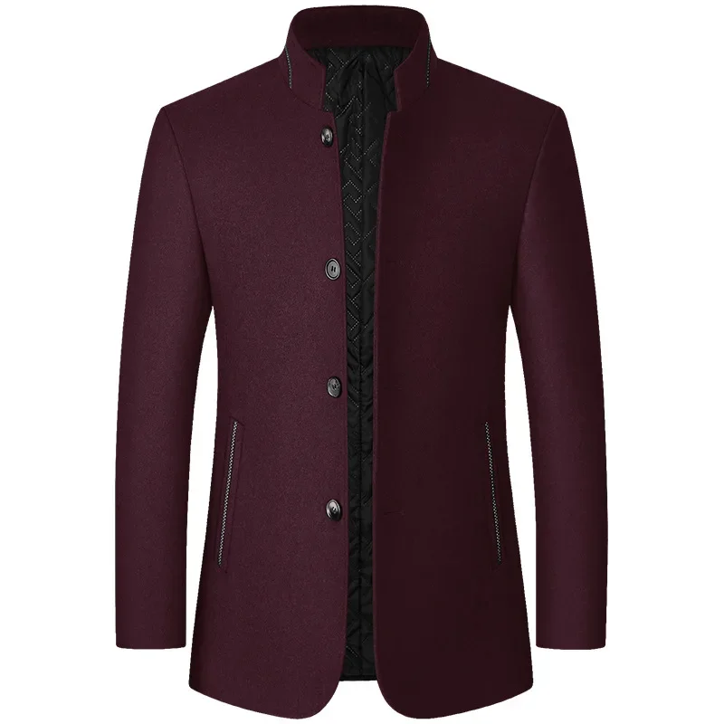 

Spring Cashmere Blazers for Men Slim Fit Business Casual Suits Jacket with Stand Collar Coats