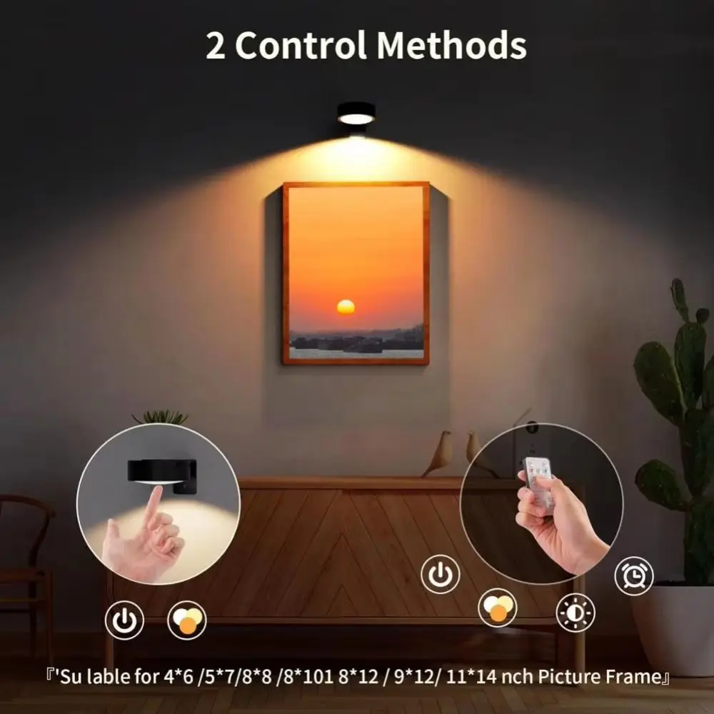 Wall-mounted RGB Painting Light Adjustable 13-Color with Remote Control Wireless Picture Light Dimmable Battery Operated